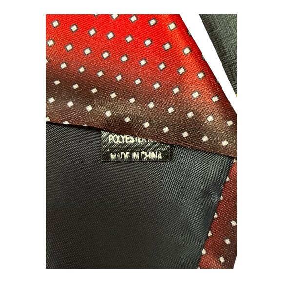 Vintage Fulei Men’s Neckties – Red Black Striped Dots & Gray Geometric Pattern - Picture 4 of 4